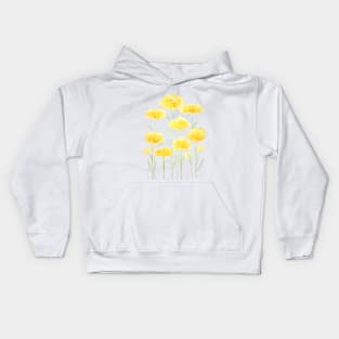 abstract yellow common yarrow flowers watercolor Kids Hoodie